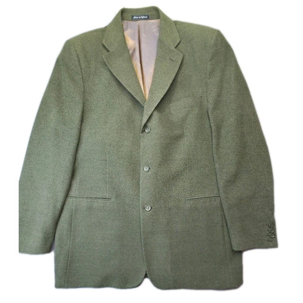 Today's Man Men's Sport Coat Blazer 44L Green 100% Pure New Wool Made in England